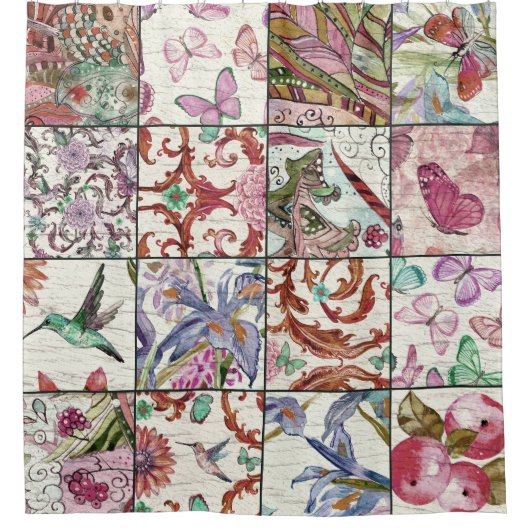 Rideaux De Douche Nature Patchwork : Chic Arrière - plan sans coutur (Devant)