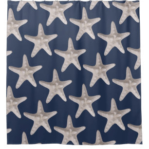 Rideaux De Douche Nautical Beach Starfish Navy Blue Shotain