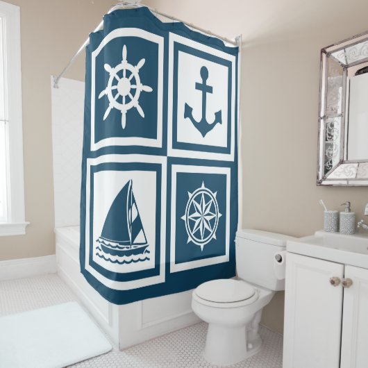 Rideaux De Douche Nautical themed design (En situation)