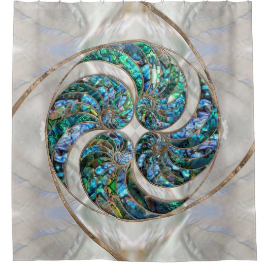 Rideaux De Douche Nautilus Shell - Abalone et Pearl (Devant)