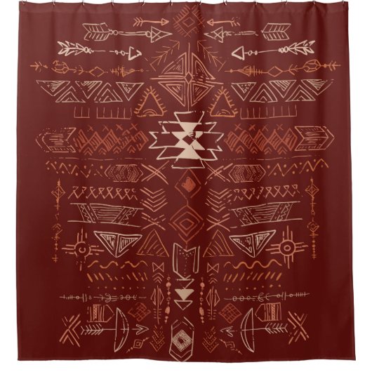 Rideaux De Douche Navajo Aztec : Ethnic Doodle Motif. (Devant)