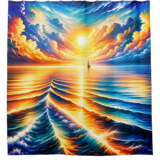 Rideaux De Douche "Naviguer dans le coucher du soleil : Whisper d’Oc (Devant)