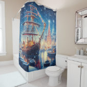 Rideaux De Douche Navire à quai Noël/hiver (En situation)