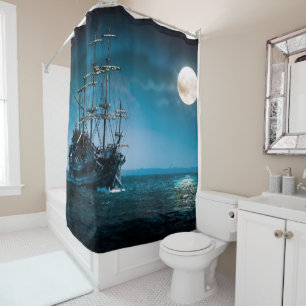 Rideaux De Douche Navire en lumière lune