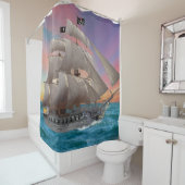 RIDEAUX DE DOUCHE NAVIRE PIRATE DE NOIR-BEARD (En situation)