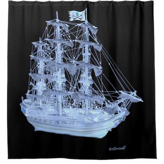RIDEAUX DE DOUCHE NAVIRE PIRATE DÉPLOYÉ (Devant)