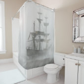 Rideaux De Douche Navire pirate gris, brouillard gris (En situation)