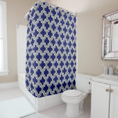 Rideaux De Douche Navy Blue Dk Grey What Marocain #5DS Motif (En situation)