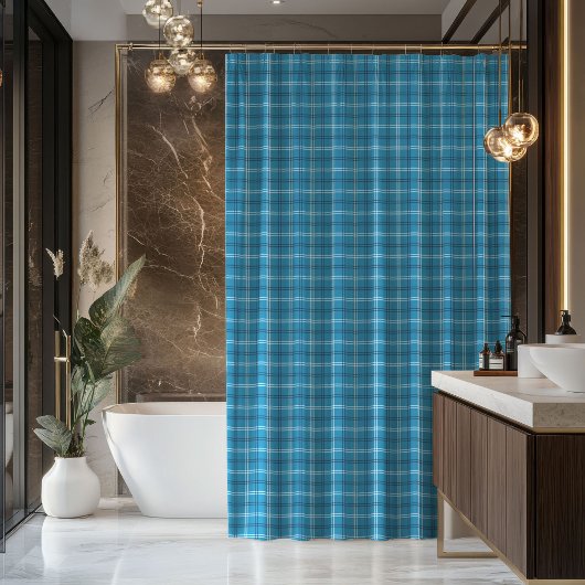 Rideaux De Douche Navy Plaid Curtain Rugged Gift for His Bathroom