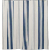 Rideaux De Douche Navy Slate Ticking Stripe Linen Texture (Devant)