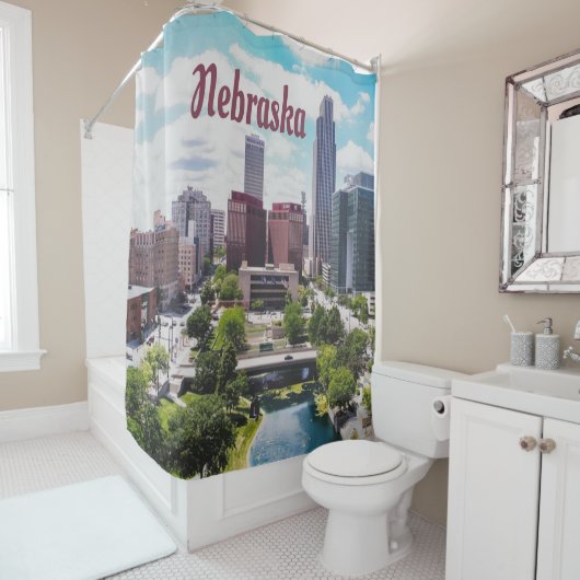 Rideaux De Douche Nebraska City Skyline Omaha (En situation)