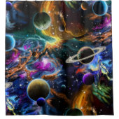 Rideaux De Douche Nébuleuse et planètes de l'espace (Devant)