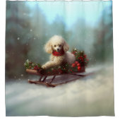 Rideaux De Douche Neige de Noël caniche hiver (Devant)