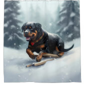 Rideaux De Douche Neige de Noël Rottweiler hiver Oreiller (Devant)