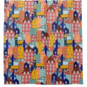 Rideaux De Douche Neighborhood Block City Houses Pattern (Devant)