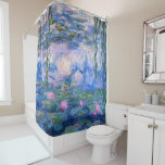 Rideaux De Douche Nénuphars<br><div class="desc">Ce rideau en douche comporte une de plus de 200 peintures de nénuphar d'une série par Claude Monet impressionniste français. Cette peinture,  accomplie en 1919,  comporte des nuances de bleu et de rose.</div>
