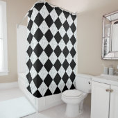 Rideaux De Douche Neo Deco Black and Faux White Marble Checkerboard (En situation)