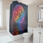 Rideaux De Douche Neon arc-en-ciel globe la nuit (En situation)