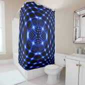 Rideaux De Douche Neon bleu globe fractal (En situation)