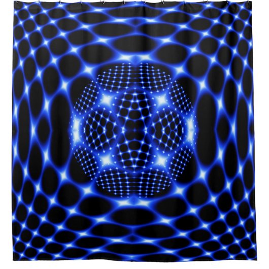 Rideaux De Douche Neon bleu globe fractal (Devant)