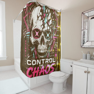 Rideaux De Douche Neon Chaos Skull