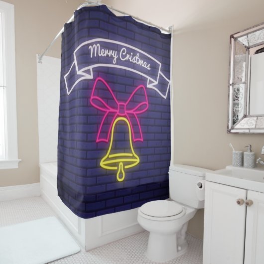 Rideaux De Douche Neon Christmas Bell (En situation)