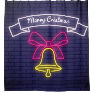 Rideaux De Douche Neon Christmas Bell