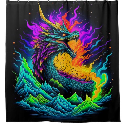 Rideaux De Douche Neon Dragon (Devant)