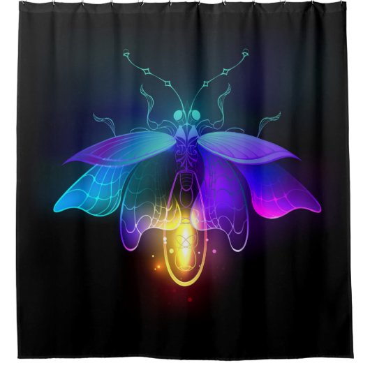 Rideaux De Douche Neon Firefly sur noir (Devant)