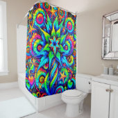 Rideaux De Douche Neon Flower Design (En situation)