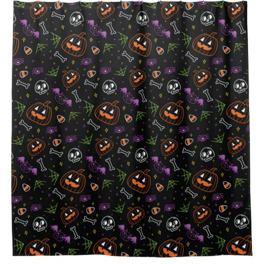 Rideaux De Douche Neon Fun Halloween Motif (Devant)