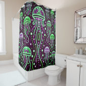 Rideaux De Douche "Neon Jellyfish Glow Art" (En situation)
