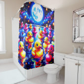 Rideaux De Douche "Neon Poolside Duckies" (En situation)