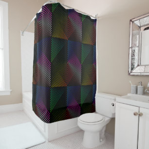 Rideaux De Douche Neon Rainbow Prismes Carrés sur noir
