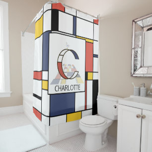 Rideaux De Douche Neoplasticisme Extraordinaire Art Monogramme. Lett