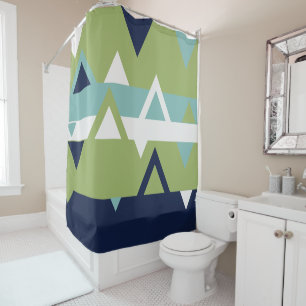 Rideaux De Douche Neptune, Coquillages, Green et Navy