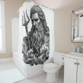 Rideaux De Douche Neptune God - Black Marble Art (En situation)