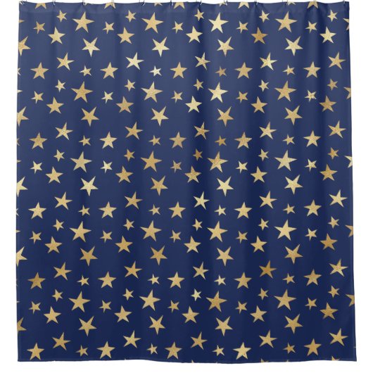 Rideaux De Douche Night Sky Navy et Gold Stars (Devant)