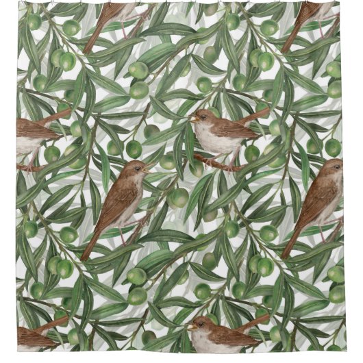 Rideaux De Douche Nightingales dans l'olivier (Devant)