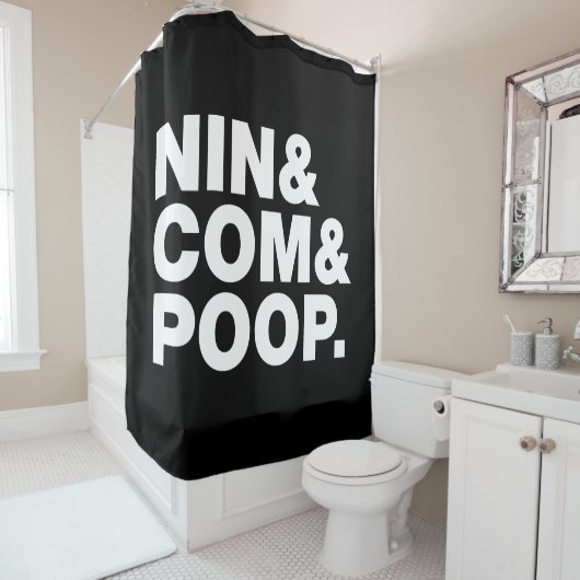 RIDEAUX DE DOUCHE NIN & COM & POOP. (En situation)