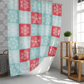 Rideaux De Douche Noël À damiers Flammes de neige