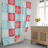 Rideaux De Douche Noël À damiers Flammes de neige