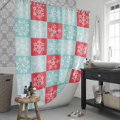 Rideaux De Douche Noël À damiers Flammes de neige