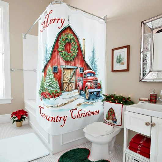 Rideaux De Douche Noël à la campagne