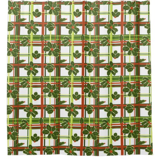 Rideaux De Douche Noël à Plaid Holly Berries (Devant)