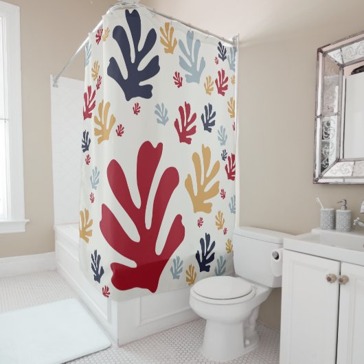 Rideaux De Douche Noël Abstraits Feuilles Midsiècle douche moderne (En situation)