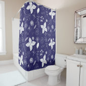 Rideaux De Douche Noël bleu marine (En situation)