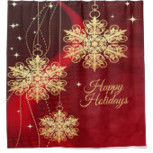 Rideaux De Douche Noël cadeau Red Golden Snowflakes Holiday (Devant)
