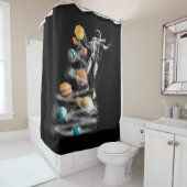 Rideaux De Douche Noël dans le système solaire spatial L'astronaute (En situation)