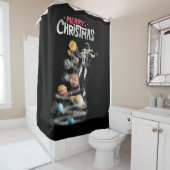 Rideaux De Douche Noël dans le système solaire spatial L'astronaute  (En situation)